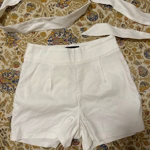 Express Midi High Rise White Shorts 00